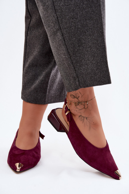 Oda Moteriškos zomšinės basutės Ant žemo kulno D&A CR61-3050 bordo spalvos