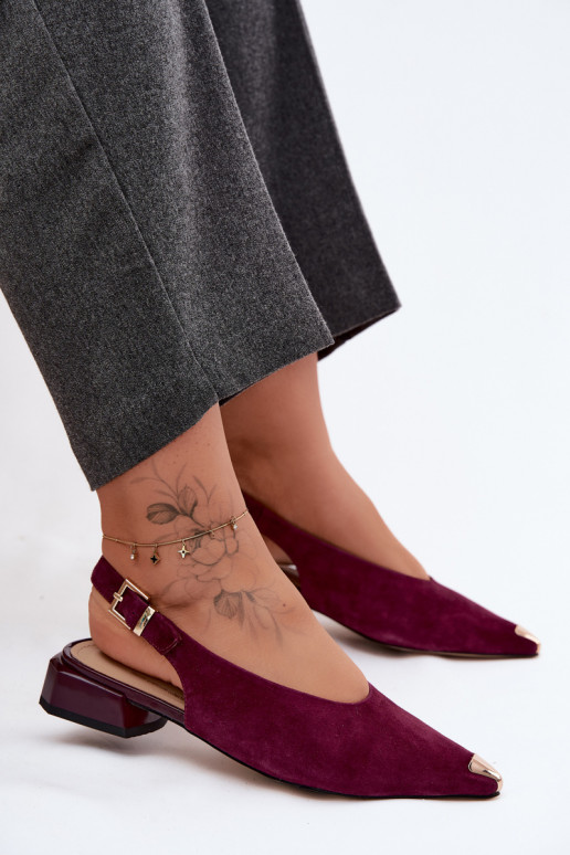 Oda Moteriškos zomšinės basutės Ant žemo kulno D&A CR61-3050 bordo spalvos