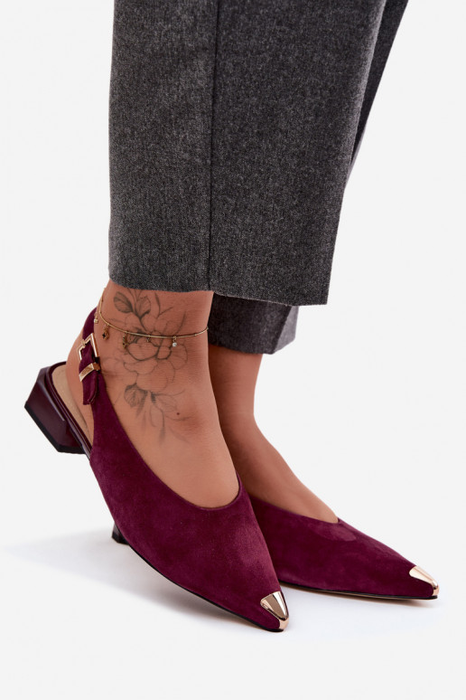 Oda Moteriškos zomšinės basutės Ant žemo kulno D&A CR61-3050 bordo spalvos