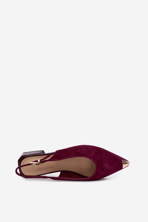 Moteriškos zomšinės basutės ant žemo kulno D&A CR61-3050 bordo spalvos