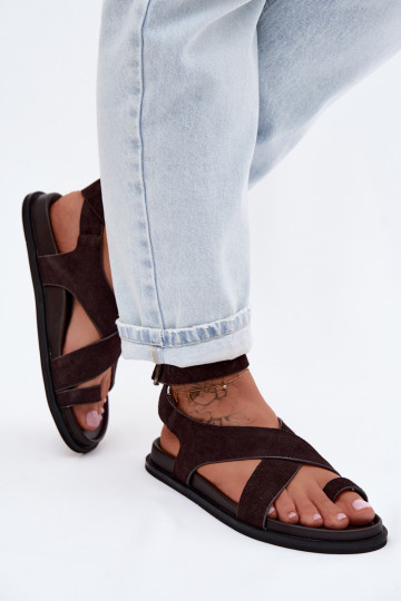 Lygiapadės basutėssuĮjungtaturalnego iš zomšosu D&A CR61-3049 CzekoladoĮe