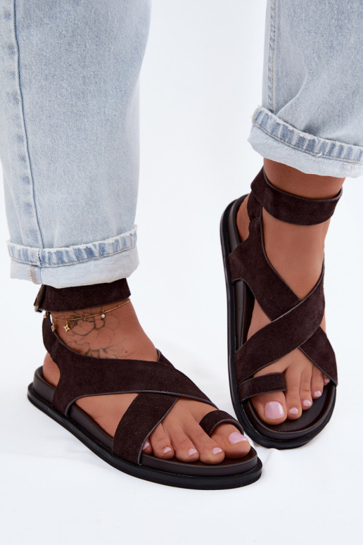 Lygiapadės basutėssuĮjungtaturalnego iš zomšosu D&A CR61-3049 CzekoladoĮe