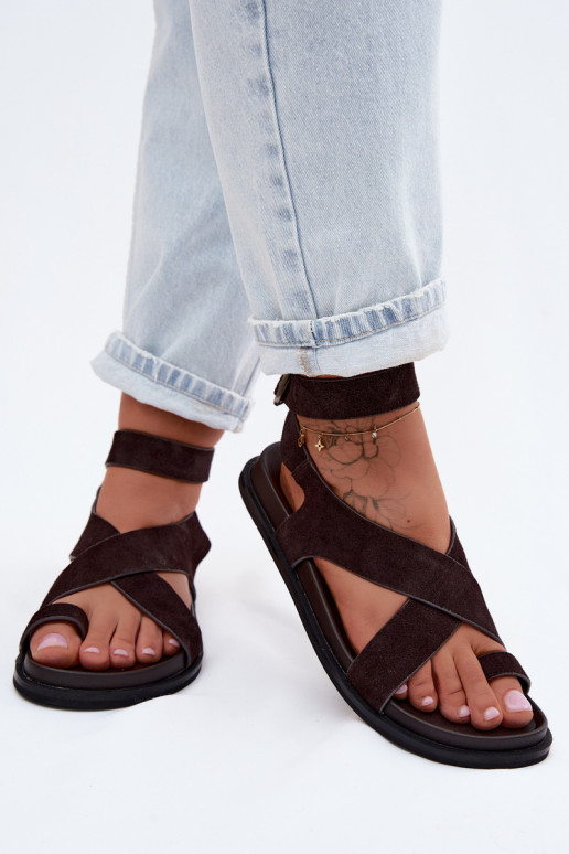 Lygiapadės basutėssuĮjungtaturalnego iš zomšosu D&A CR61-3049 CzekoladoĮe