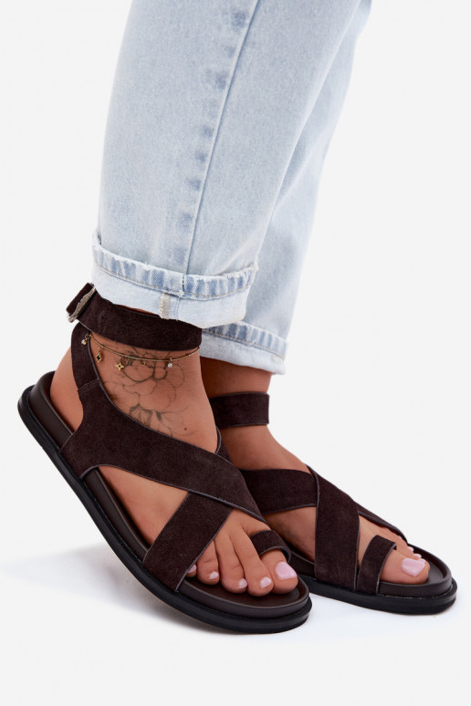 Lygiapadės basutėssuĮjungtaturalnego iš zomšosu D&A CR61-3049 CzekoladoĮe