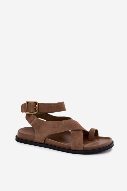 Lygiapadės basutėssuĮjungtaturalnego iš zomšosu D&A CR61-3049 smėlio spalvos