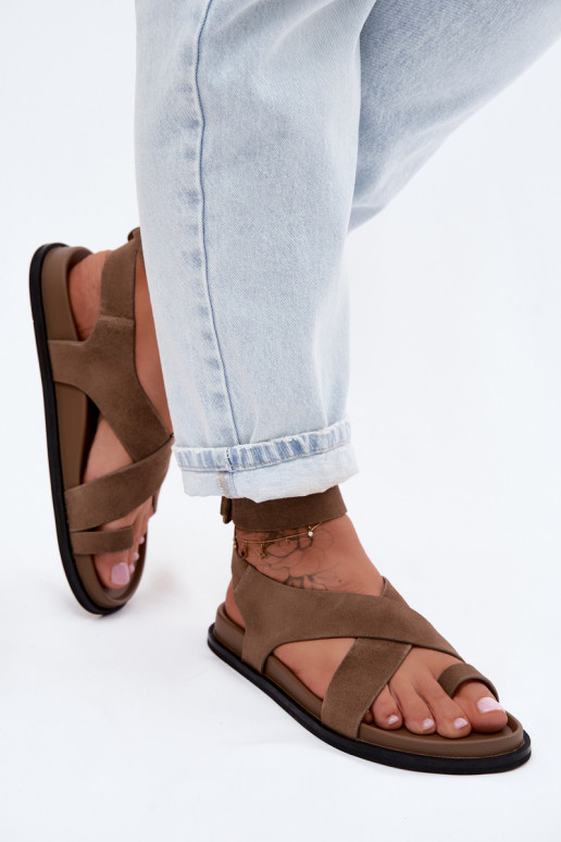 Lygiapadės basutėssuĮjungtaturalnego iš zomšosu D&A CR61-3049 smėlio spalvos