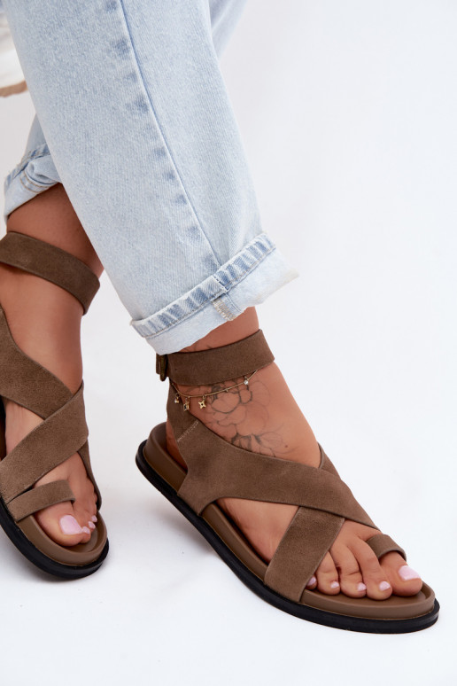 Lygiapadės basutėssuĮjungtaturalnego iš zomšosu D&A CR61-3049 smėlio spalvos