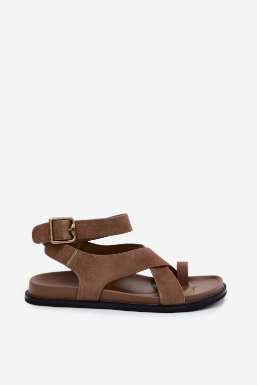 Lygiapadės basutėssuĮjungtaturalnego iš zomšosu D&A CR61-3049 smėlio spalvos