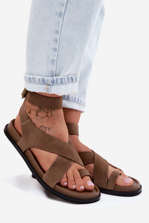 Lygiapadės basutėssuĮjungtaturalnego iš zomšosu D&A CR61-3049 smėlio spalvos