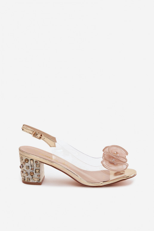 Perregimi basutės su kulniukais su spindinčiomis akutėmis D&A MR61-9012 aukso spalvos