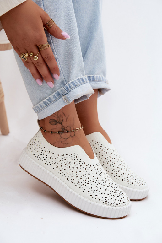 su aužūro elementais Įsispiriamo modelio batai su platforma baltos spalvos Glamma