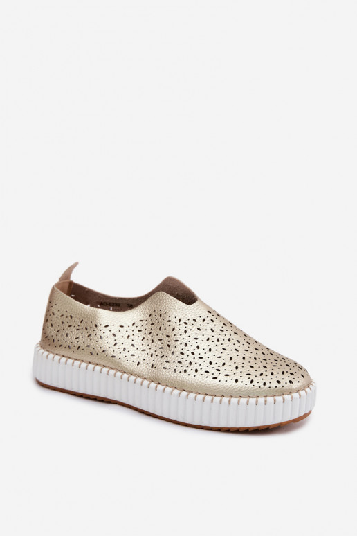 su aužūro elementais Įsispiriamo modelio batai su platforma aukso spalvos Glamma