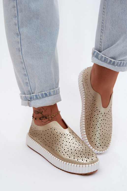 su aužūro elementais Įsispiriamo modelio batai su platforma aukso spalvos Glamma