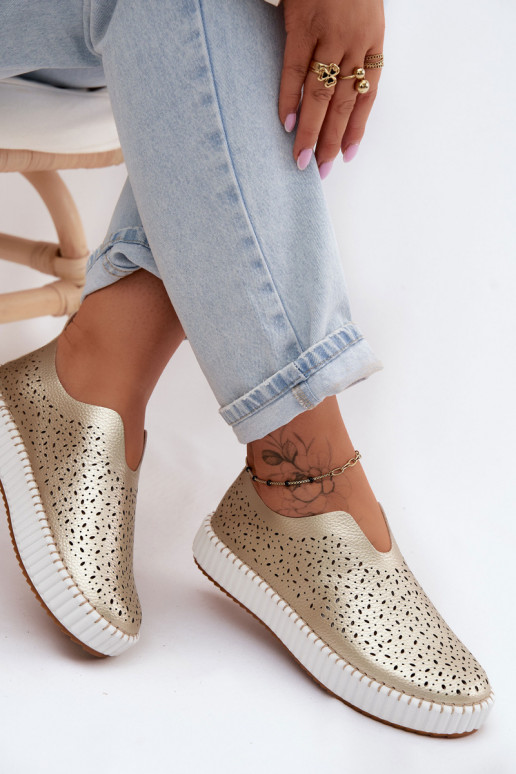 su aužūro elementais Įsispiriamo modelio batai su platforma aukso spalvos Glamma