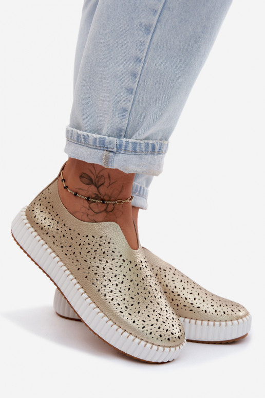 su aužūro elementais Įsispiriamo modelio batai su platforma aukso spalvos Glamma