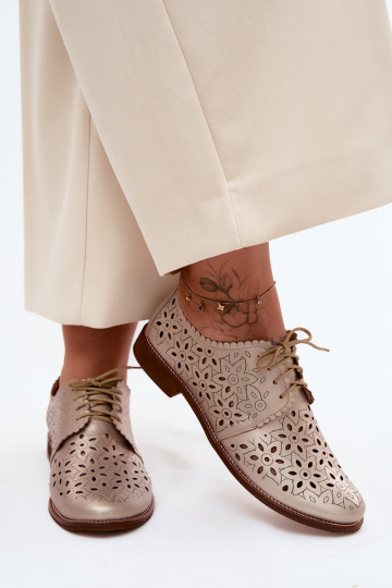 Oda batai Moteriškas su aužūro elementais su plačiais kulniukais Zazoo 4156 aukso spalvos