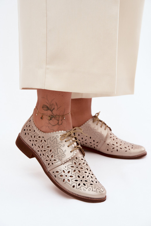 Oda batai Moteriškas su aužūro elementais su plačiais kulniukais Zazoo 4156 aukso spalvos