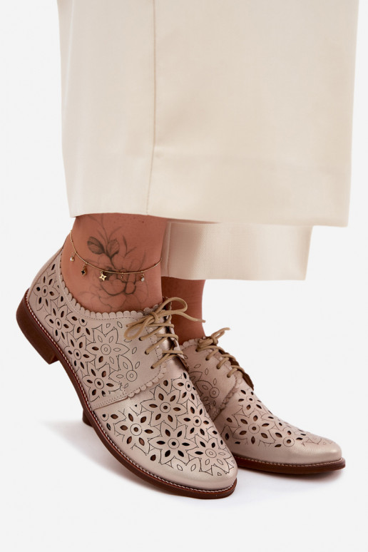 Oda batai Moteriškas su aužūro elementais su plačiais kulniukais Zazoo 4156 aukso spalvos