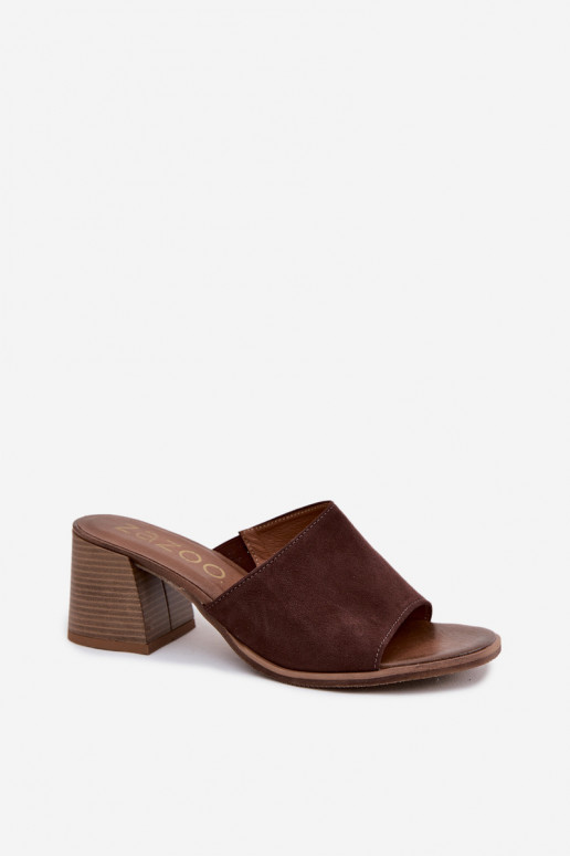 Oda Moteriškos zomšinės šlepetės su kulniukais Zazoo 40519 CzekoladoĮe