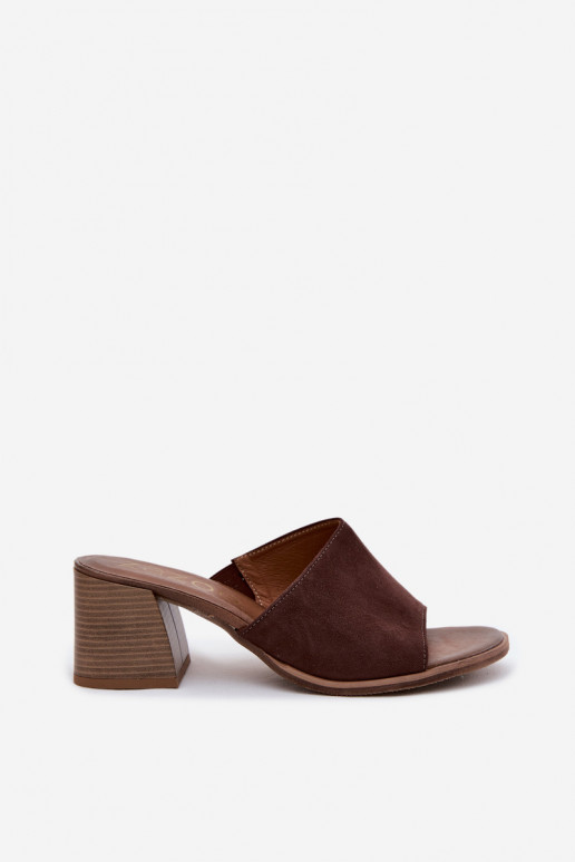 Oda Moteriškos zomšinės šlepetės su kulniukais Zazoo 40519 CzekoladoĮe