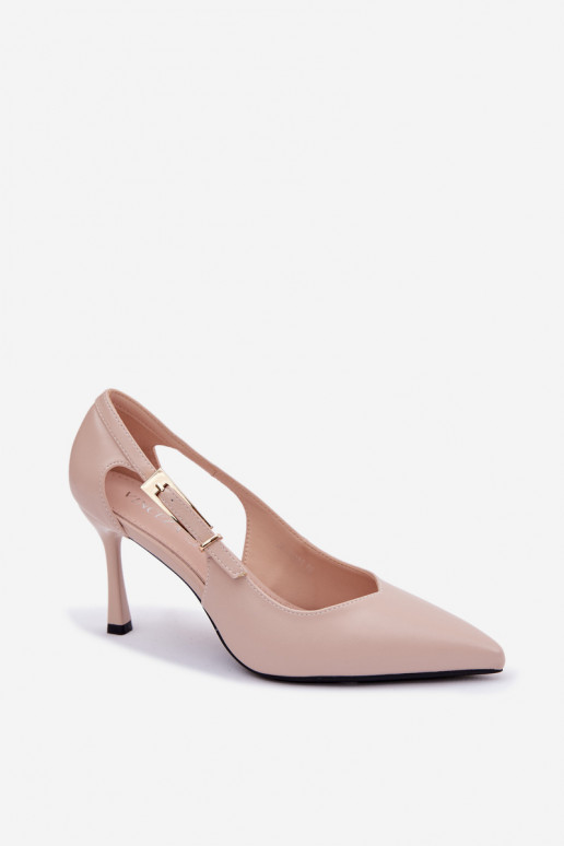 Aukštakulniai bateliai su išpjovomis ir sagtimis Vinceza 62288 smėlio spalvos