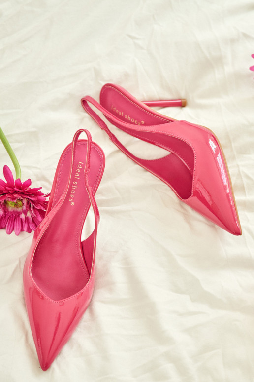 Rožinės spalvos lakuotos aukštakulnės basutės iš dirbtinės odos Calera