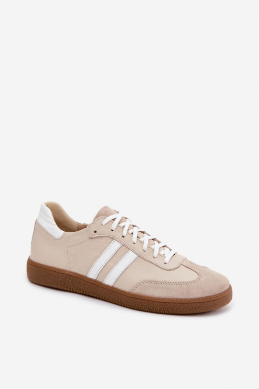 Zazoo N1068 Oda Žemas Sneakers modelio batai Moteriškas smėlio spalvos