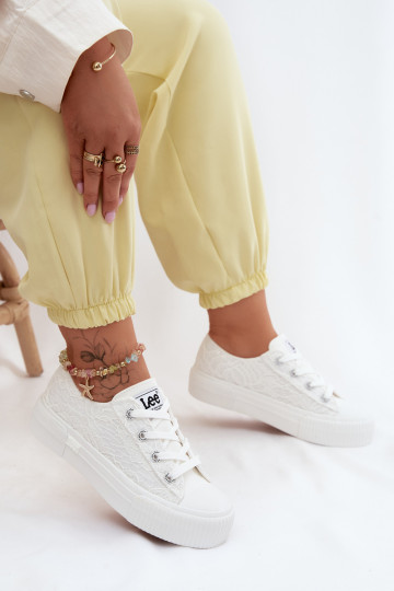 su nėrinių motyvais Laisvalaikio bateliai su platforma LEE ISLA LACE INOMEN LOIN 50261003.1FG baltos spalvos