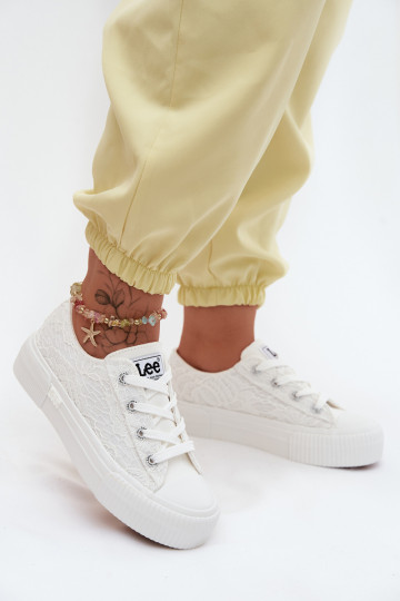 su nėrinių motyvais Laisvalaikio bateliai su platforma LEE ISLA LACE INOMEN LOIN 50261003.1FG baltos spalvos 2