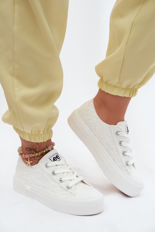 su nėrinių motyvais Laisvalaikio bateliai su platforma LEE ISLA LACE INOMEN LOIN 50261003.1FG baltos spalvos