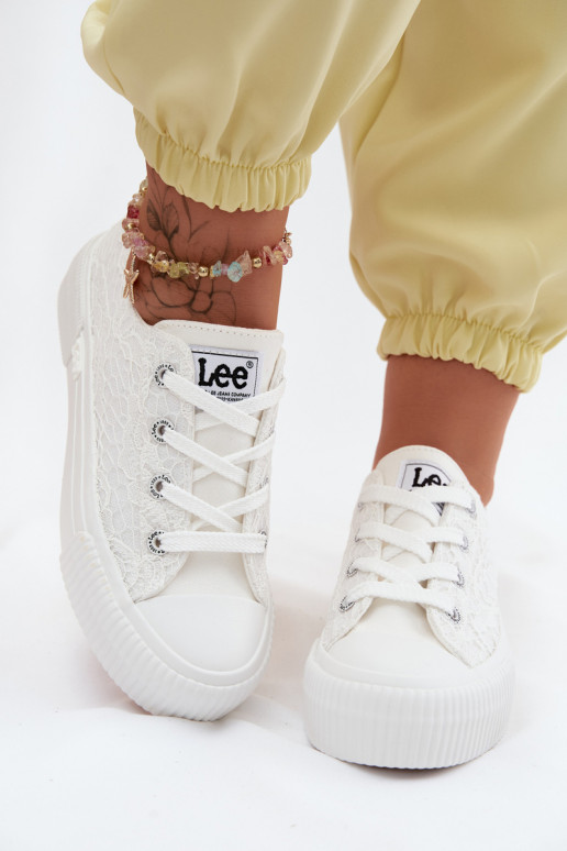 Laisvalaikio bateliai su nėrinių motyvais ir platforma LEE ISLA LACE INOMEN LOIN 50261003.1FG baltos spalvos