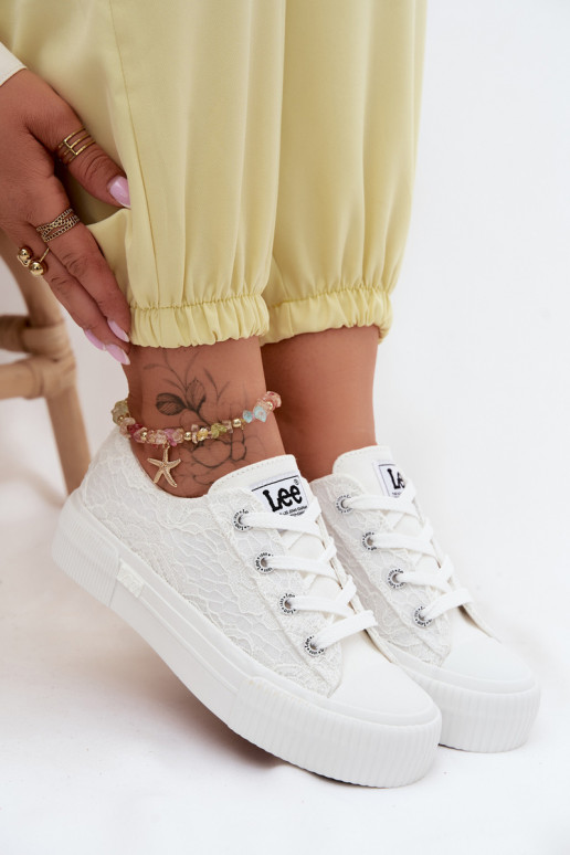 su nėrinių motyvais Laisvalaikio bateliai su platforma LEE ISLA LACE INOMEN LOIN 50261003.1FG baltos spalvos