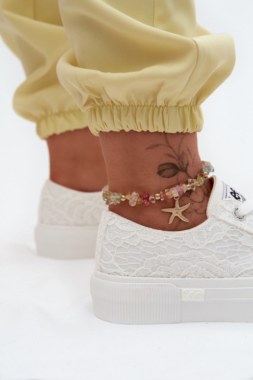 su nėrinių motyvais Laisvalaikio bateliai su platforma LEE ISLA LACE INOMEN LOIN 50261003.1FG baltos spalvos