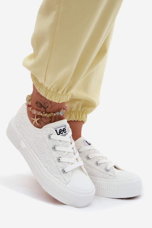 su nėrinių motyvais Laisvalaikio bateliai su platforma LEE ISLA LACE INOMEN LOIN 50261003.1FG baltos spalvos