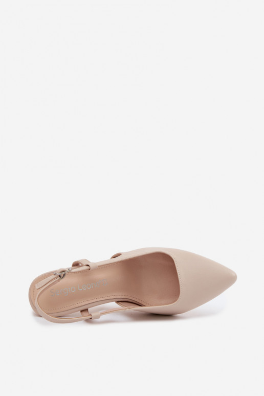 Moteriškos basutės su kulniukais Sergio Leone SK157 smėlio spalvos