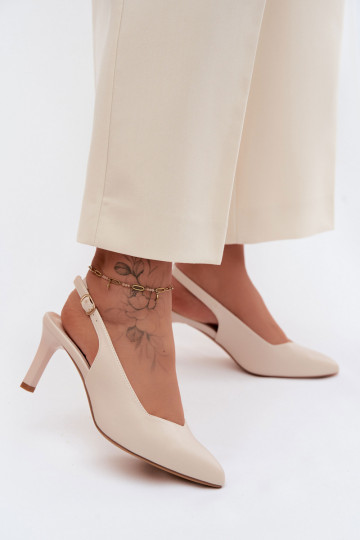 Moteriškos basutės Įjungta Smukłym Obcasie Sergio Leone SK158 smėlio spalvos 2