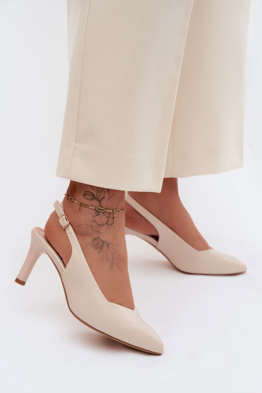 Moteriškos basutės Įjungta Smukłym Obcasie Sergio Leone SK158 smėlio spalvos