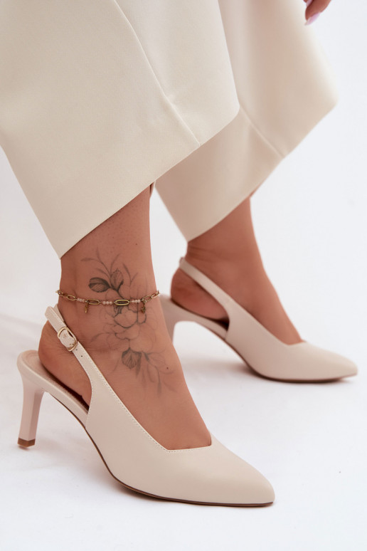 Moteriškos basutės Įjungta Smukłym Obcasie Sergio Leone SK158 smėlio spalvos