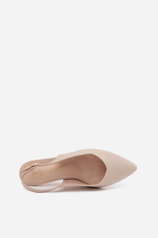 Moteriškos basutės Įjungta Smukłym Obcasie Sergio Leone SK158 smėlio spalvos