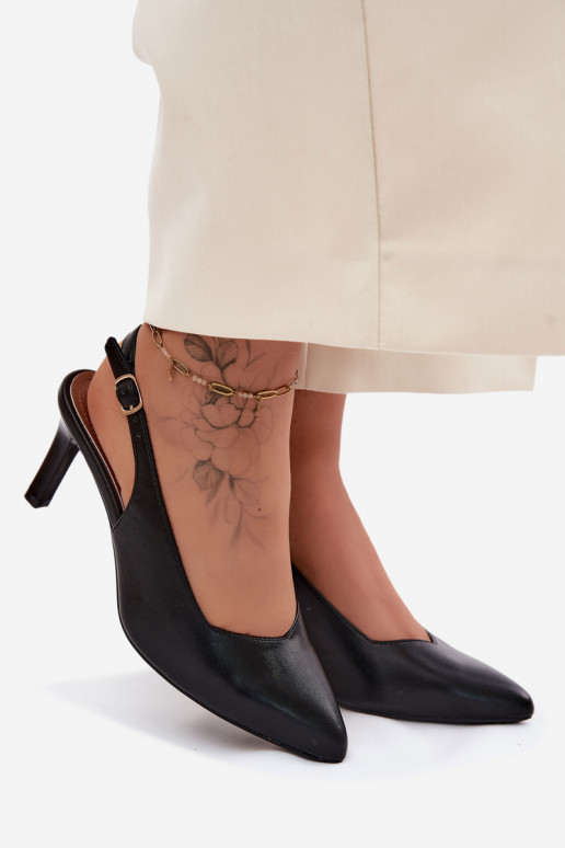 Moteriškos basutės Įjungta Smukłym Obcasie Sergio Leone SK158 juodos spalvos