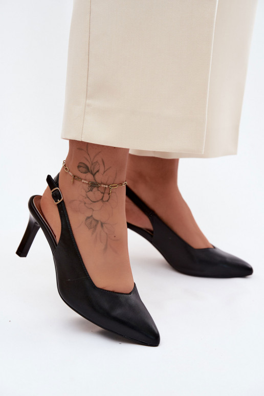 Moteriškos basutės Įjungta Smukłym Obcasie Sergio Leone SK158 juodos spalvos