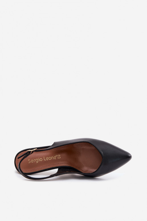 Moteriškos basutės Įjungta Smukłym Obcasie Sergio Leone SK158 juodos spalvos