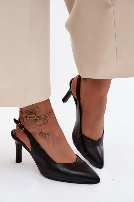 Moteriškos basutės Įjungta Smukłym Obcasie Sergio Leone SK158 juodos spalvos