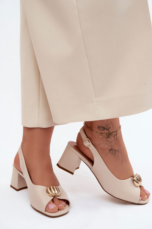 Moteriškos basutės Ze aukso spalvosm Detalem Obcas Słupek Sergio Leone SK159 smėlio spalvos