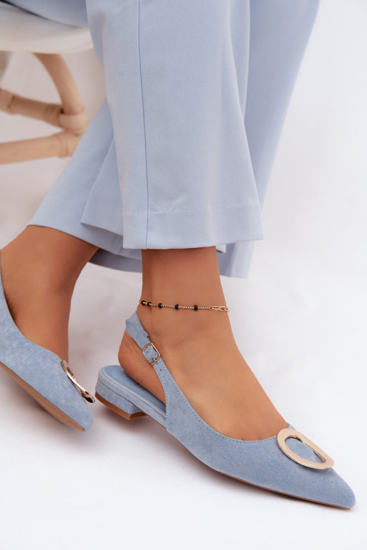 Moteriškos basutės su plačiais kulniukais su ornamentais mėlynos spalvos Sparkle