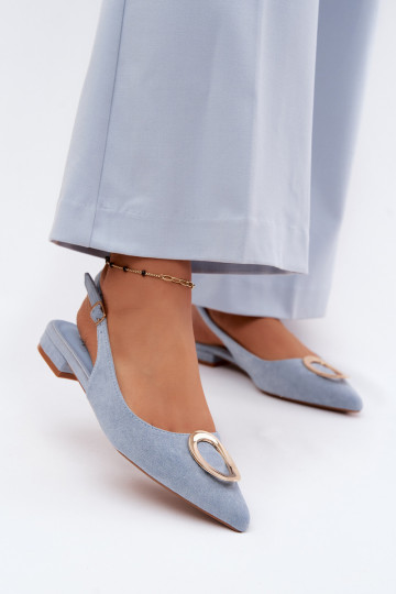 Moteriškos basutės su plačiais kulniukais su ornamentais mėlynos spalvos Sparkle 2