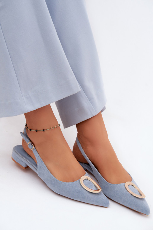 Moteriškos basutės su plačiais kulniukais su ornamentais mėlynos spalvos Sparkle