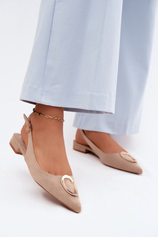 Moteriškos basutės su plačiais kulniukais su ornamentais smėlio spalvos Sparkle