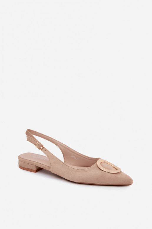 Moteriškos basutės su plačiais kulniukais su ornamentais smėlio spalvos Sparkle