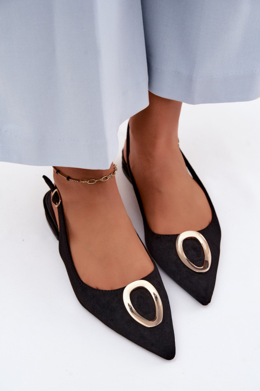 Moteriškos basutės su plačiais kulniukais su ornamentais juodos spalvos Sparkle